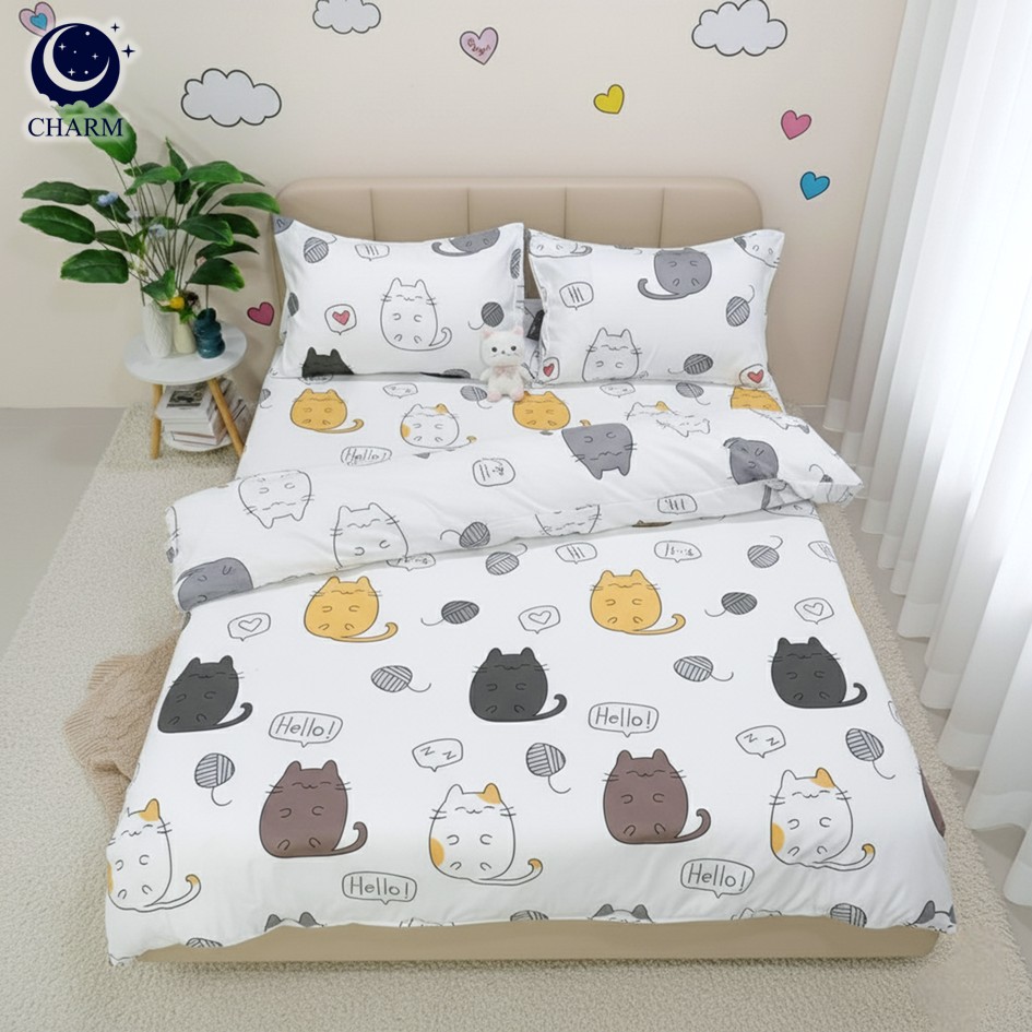 CHARM ชุดผ้าปูที่นอน + ผ้านวม .5 ฟุต 6 ชิ้น ลาย CHUBBY CAT คอลเลคชั่น DREAMY_0